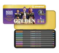 STABILO Pen 68 metallic KPop Demon Hunters | Rotulador metálico premium - Caja de metal de 8 - con diseño especial "Golden"