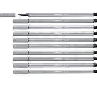 STABILO Pen 68 - Premium Fibre-Tip Pen - Pack of 10 - Medium Cold Grey