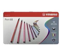 STABILO Rotulador premium Pen 68 - Estuche de metal con 50 unidades
