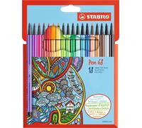 Stabilo Pen 68 - Rotuladores de Premium, color multicolor 18er Pack 1 unidad (Pa