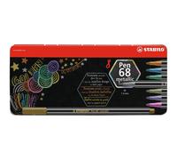 Rotulador premium metálico STABILO Pen 68 metallic - Estuche de metal con 8 colores