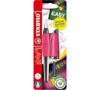 STABILO - pluma escolar - EASYbuddy NEON | plumín estándar M, rosa neón, borrable azul, in artucho, blíster