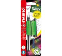 STABILO - pluma escolar - EASYbuddy NEON | plumín estándar M, verde neón, borrable azul, in artucho, blíster
