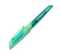 STABILO EASYbuddy - Pluma estilográfica escolar con plumín estándar, color verde menta, azul (borrable), incluye cartucho