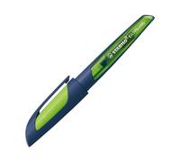 STABILO Pluma estilográfica EASYbuddy – Para zurdos, punta L, tinta azul borrable, azul acero/lima