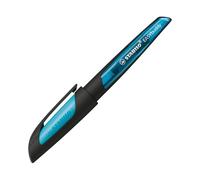 STABILO Pluma estilográfica EASYbuddy – escolar, tinta azul borrable, negro/azul cielo, con cartucho