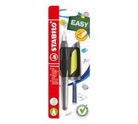 STABILO Pluma estilográfica Escolar, EASYbuddy - Negro/Verde Lima, 1 Unidad (Paquete de 1)