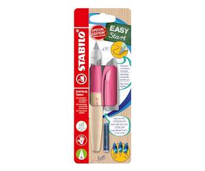 STABILO - Pluma estilográfica escolar ergonómica para diestros con plumín para principiantes A EASYbirdy Timber - Color rosa - Incluye cartucho
