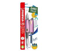 STABILO - Pluma estilográfica escolar ergonómica para diestros con punta para principiantes A EASYbirdy Pastel - Color rosa suave/albaricoque - incl. cartucho y herramienta de ajuste - azul (borrable)