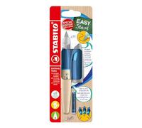 STABILO - Pluma estilográfica escolar ergonómica para zurdos con punta para principiantes A EASYbirdy Timber - Color azul - Incluye cartucho