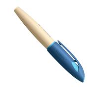 STABILO - Pluma estilográfica escolar ergonómica para zurdos con punta principiante A EASYbirdy Timber - Color azul - Incluye cartucho