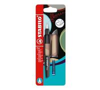 STABILO Fountain Pen Flow - MONOCHROME - Medium Nib - Pack of 1 - Light Brown including Erasable Blue Ink Cartridge
