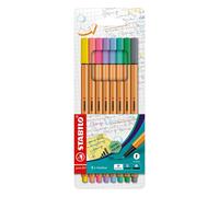 STABILO Point 88 "Colores Neón" Fineliner Bolígrafo - (Pack of 6) - Pastel, Pack