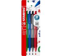 STABILO Bolígrafo retráctil pointball Pack 4: azul ultramarino/gris oscuro/rojo óxido/verde menta