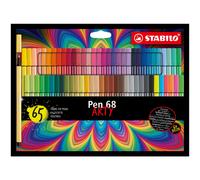 STABILO Premium Felt Tip Pen Pen 68 ARTY - Wallet of 65-65 Colors