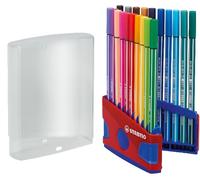 STABILO Premium-Filzstift Pen 68 ColorParade - 20er Tischset in Rot/Blau - mit 20 Verschiedenen Farben und Hängelasche