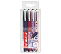 STABILO - Rollerball - worker+ NatureCOLORS Wildflower - Estuche con 4 colores - Tinta azul