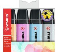 STABILO Rotulador boss fluorescente 70 pastel estuche de 4 unidades colores nuev