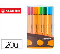 Stabilo Rotulador de Fibra Point 88 Color Parade Antracita/Naranja Estuche 20 Unidades Colores Surtidos Trazo 0.4mm