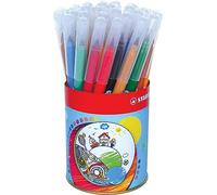 STABILO Rotulador escolar punta media - Trio A-Z - Lata de metal de 36 rotuladores en 12 colores surtidos