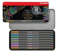 Rotulador premium metálico STABILO Pen 68 metallic - Estuche de metal con 8 colores