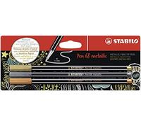 STABILO - rotulador metalico premium - Pen 68 metallic | pack de 3, dorado, plateado, kupfer