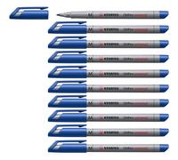 STABILO - Rotulador permanente - OHPen universal - punta media soluble en agua - Pack de 10 - azul