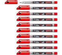 Marcador permanente STABILO Write-4-all - Punta media - Caja con 10 unidades color rojo