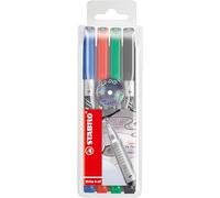 STABILO - Rotulador permanente - Write-4-all - punta superfina - Estuche de 4 - azul, rojo, verde, negro