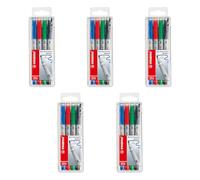 STABILO - Rotulador permenente - OHPen universal - Soluble en agua - 5x Estuche con 4 unidades - verde, rojo, azul, negro
