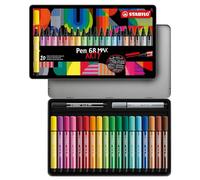 STABILO - rotulador premium con punta biselada gruesa - Pen 68 MAX | ARTY, estuche de metal de 20