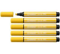STABILO Rotulador Premium punta biselada (1 + 5 mm) Pen 68 MAX - Caja de 5 - Color Amarillo