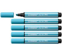 STABILO Rotulador Premium punta biselada (1 + 5 mm) Pen 68 MAX - Caja de 5 - Color Azul Celeste