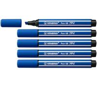 STABILO Rotulador Premium punta biselada (1 + 5 mm) Pen 68 MAX - Caja de 5 - Color Azul Ultramar