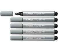 STABILO Rotulador Premium punta biselada (1 + 5 mm) Pen 68 MAX - Caja de 5 - Color Gris Medio