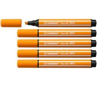 STABILO Rotulador Premium punta biselada (1 + 5 mm) Pen 68 MAX - Caja de 5 - Color Naranja