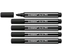 STABILO Rotulador Premium punta biselada (1 + 5 mm) Pen 68 MAX - Caja de 5 - Color Negro
