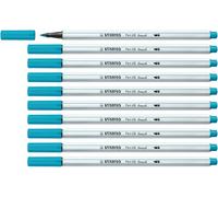 STABILO - Rotulador premium con punta de pincel para grosores de línea variables - Pen 68 brush - Pack de 10 - azul claro