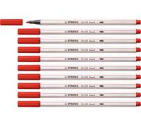 STABILO Rotulador premium Pen 68 Brush punta de pincel – Caja 10 unidades color carmín