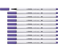 Rotulador premium punta de pincel STABILO Pen 68 Brush - Caja con 10 unidades color violeta