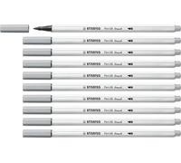 STABILO - Rotulador premium con punta de pincel para grosores de línea variables - Pen 68 brush - Pack de 10 - gris medio