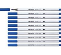 STABILO - Rotulador premium con punta de pincel para grosores de línea variables - Pen 68 brush - Pack de 10 - azul ultramar