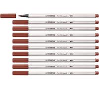 STABILO - Rotulador premium con punta de pincel para grosores de línea variables - Pen 68 brush - Pack de 10 - siena