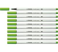 STABILO - Rotulador premium con punta de pincel para grosores de línea variables - Pen 68 brush - Pack de 10 - verde hoja