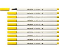 Rotulador premium con punta de pincel STABILO Pen 68 brush - Caja con 10 unidades color amarillo