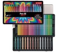 STABILO Rotuladores premium Pen 68, Estuche metálico ARTY, 40 colores