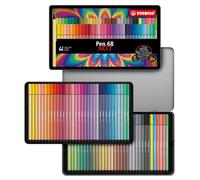 Rotulador premium STABILO Pen 68 - Estuche de metal ARTY con 66 unidades