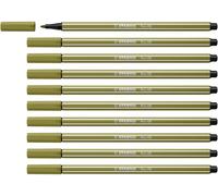 STABILO - Rotulador premium - Pen 68 - Pack de 10 - verde barro