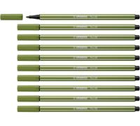 STABILO - Rotulador premium - Pen 68 - Pack de 10 - verde musgo