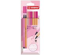 STABILO - Rotulador premium Pen 68 y rotulador punta fina point 88 - Estuche con 8 colores Sombras de rosa